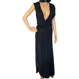 balmain h&m black dress Elegant Black Satin Dress Vintage Design for Cocktail Party US4 (EU36) / Black